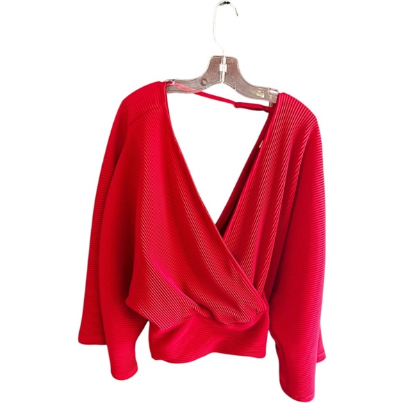 Anthropologie red accordion pleat wrap top Sz XS - Picture 1 of 5